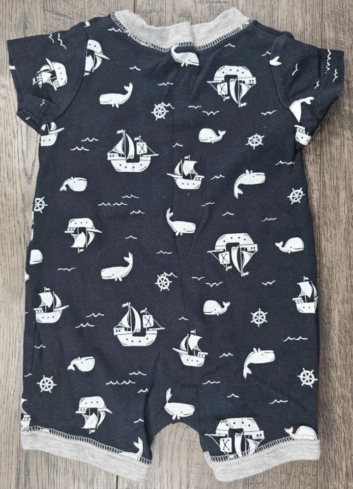 Ropa de bebé niño Carter's 3 meses negro pirata mameluco conjunto Foto 3 de 3