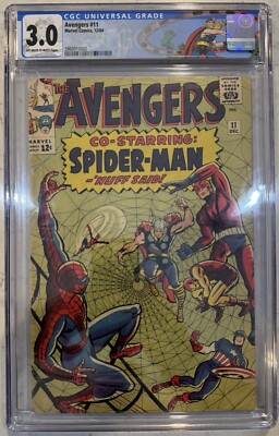 Avengers #11 CGC 3.0 W/ Custom Label (Marvel, 1964) Early Spider-Man Appearance