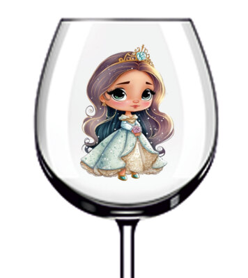 12x Niedliche Prinzessin Becher Weinglas Flasche Vinyl Aufkleber Abziehbilder s476