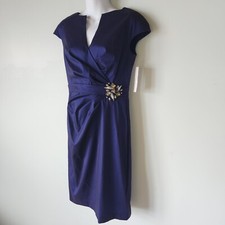 NWT ELIZA J Size 6 Jewel Embellished Illusion Ink Blue Missy Cocktail Dress