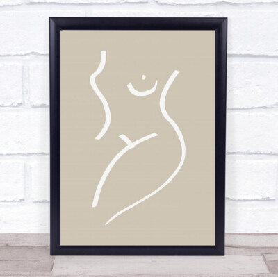 Körper Skizze Sand Frau Modell Illustration Abstrakt Beige Linie Linien Kunstdruck