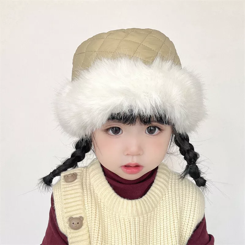 Baby Kids Girl Faux Fur Hat Bucket Hat Beanie Cap Russian Cossack