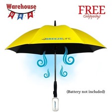 Original Mister Breeze,Sun Umbrella with Fan and Mister,Umbrella Mister Yellow