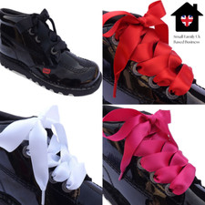 Kids School Black & White Ribbon replacement shoelaces for Kickers School Shoes 