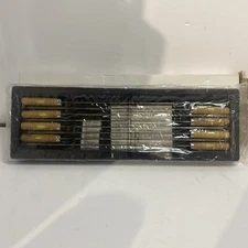 Kabob SKEWERS STAINLESS SET OF 8, WOOD HANDLES STAINLESS STEEL