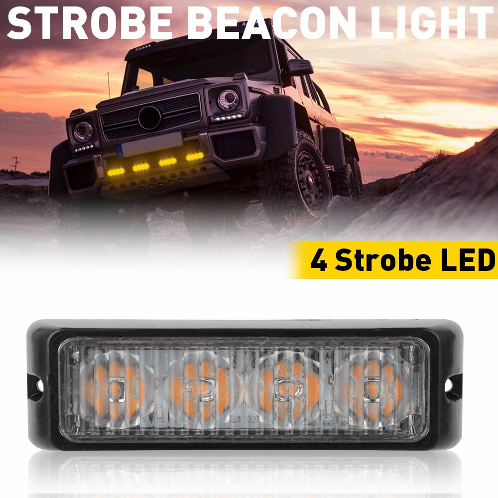 4LED Strobe Light Bar for Foglights Car Trucks Dash Hazard Beacon Lamp Amber