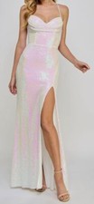 B. Darlin Juniors' Women's White Iridescent Sequin Lace-Up Dress Size 15/16