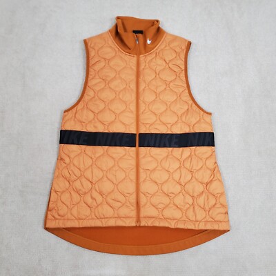 Nike Aerolayer Vest Womens Medium Orange Puffer Quilted Jacket Running  BV3869