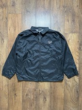 Vintage Reebok Windbreaker Jacket Men’s Medium Black Big Logo Spellout 90s Retro