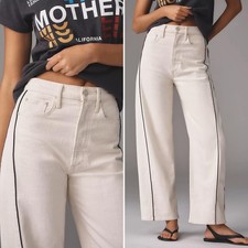 MOTHER SUPERIOR Barrel Jeans Sz 34 NWT Half Piped Ankle Relaxed Cream 258