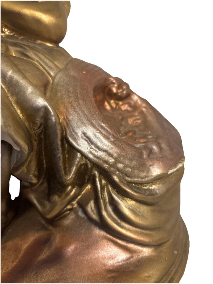 Винтажная керамическая статуэтка первой любви мальчика и девочки высотой 14 дюймов золотистого цвета ~ - Изображение 4 из 4