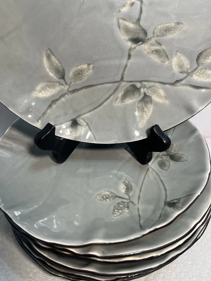 Vajilla 9-Z Gallery Ofelia gris 8 3/4 platos de almuerzo 1991 Foto 4 de 4