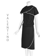 VALENTINO Black Wool Knit Sweater & Black Silk Wrap Skirt 2-Piece Set SIZE 6