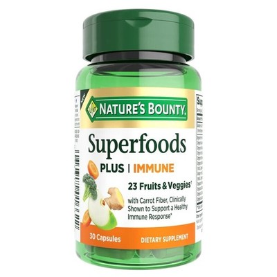 12/26 NEW Nature's Bounty, Superfoods Plus Immune, 30 Capsules