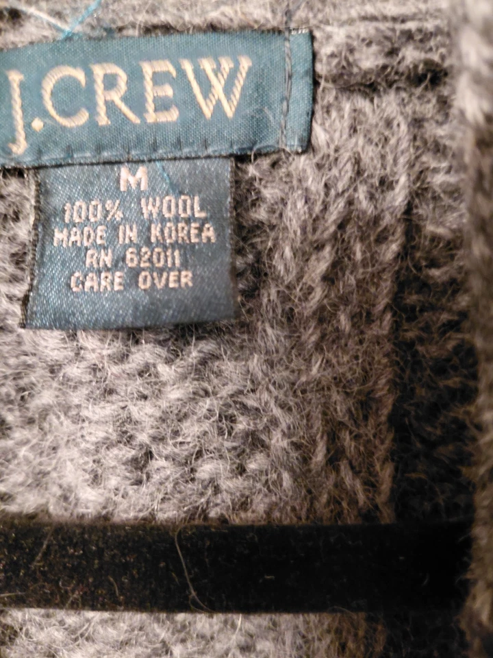 Suéter feminino J.Crew cinza lã xale colarinho couro botão M em excelente estado usado - Imagem 3 de 4