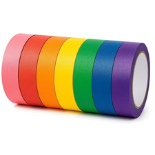 Colored Masking Tape Painters Tape 7 Roll - Masking Tape 1 Inch X 72 Ft Total 5
