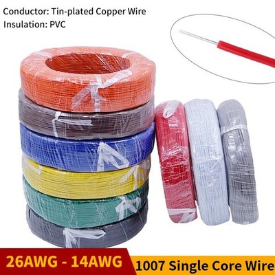 18/20/22-26 Awg Tinned Plated Electric Wire Ul1007 Stranded Cable 10 Colors 300v