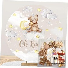 6.5x6.5ft Oh Baby Bear Round Backdrop Cover 6.5x6.5ft-Diameter Brown 02