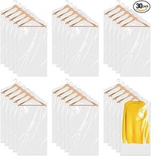 30 Pack Clear Garment Bags 23.6 x 35.4 inch Plastic Clothes Covers for Hanging