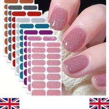 8 Sheets Nail Gel Polish Strips Glitter Wraps Self-Adhesive Gel Polish Strips UK
