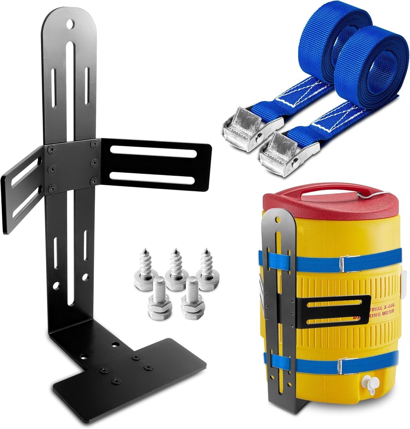Water Cooler Trailer Rack &ndash; 5 Gal Steel Holder w/ Grip Lin