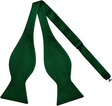 Mens Solid Color Adjustable Self-tied Bow Ties Dark Green