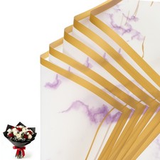 20 Sheets Flower Wrapping Paper Gold Edge Bouquet Wrapping Paper Marble Lilac