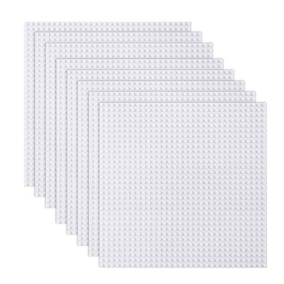 LVHERO Classic White 10''x10'' Baseplates for Building Bricks - 8 Pack