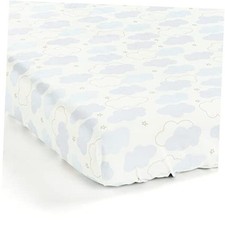 Goodnight Little Moon Clouds Soft  Plush Fitted Crib Sheet, 52"x 28" x 9",