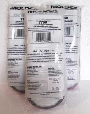 3 PAIR Moldex 7760 P100 Plus Nuisance OV Relief Particulate Filter Pre Filter