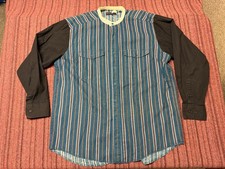MENS USED VINTAGE WRANGLER BUTTON UP LONG SLEEVE WESTERN SHIRT SIZE 17.5X35
