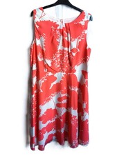 Monsoon coral white floral lightweight fit & flare dress size 20, 41" L, no belt