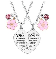 2 Pcs Mother Daughter Matching Necklaces Set Mother's Day Gift for Mom