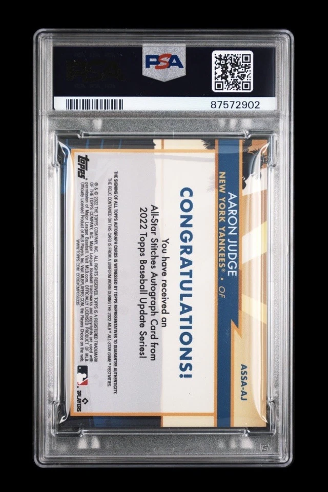 2022 TOPPS UPDATE AARON JUDGE #ASSA-AJ ALL STAR STITCHES PATCH AUTO /25 PSA 10!! - Image 3 of 4