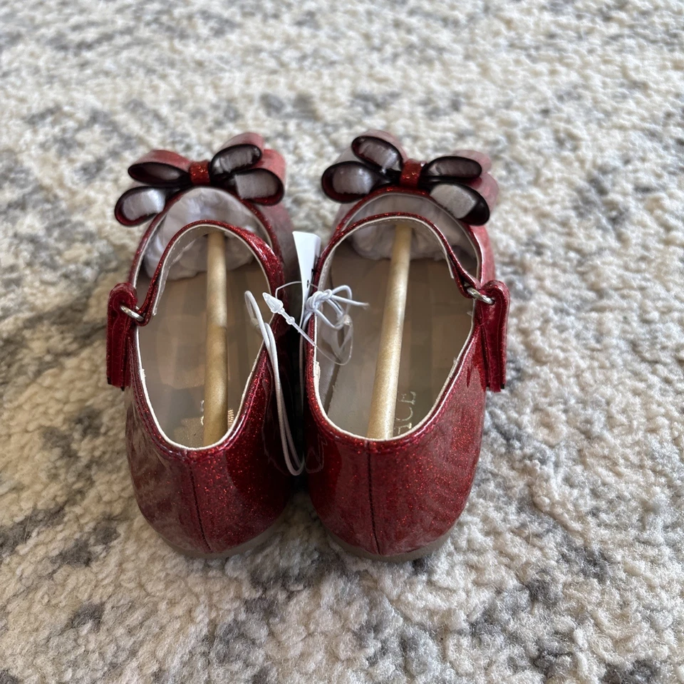 Pisos planos de ballet con lazo brillante para niñas pequeñas Foto 4 de 4