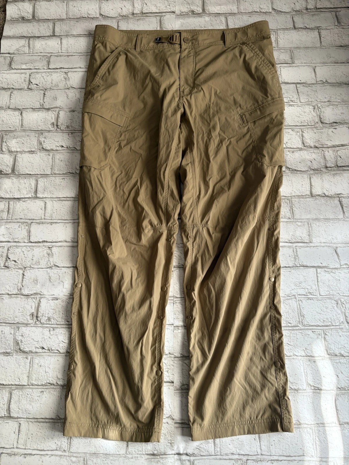 REI Light Khaki Full Length Relaxed Fit Hiking Cargo Pants 40x32 Roll Up