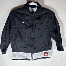 VINTAGE Nike Jacket Black Windbreaker Lightweight Track Warm Up WOMENS SMALL 1Y