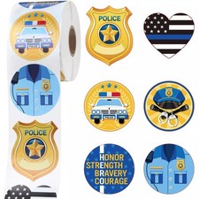 600 Pcs Police Stickers for Kids Police Party Favors Badge Stickers Police Of...