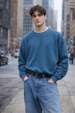 Vintage 90s Jerzees USA Teal Vintage Crewneck Blank Sweatshirt Grunge EUC