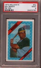1972 KELLOGG'S # 52 SAL BANDO ☆RARE☆ OAKLAND ATHLETICS PSA 9 MINT