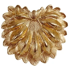 Vintage 1970s Gold Tone Leaf Scarf Slide Retro Botanical Jewelry