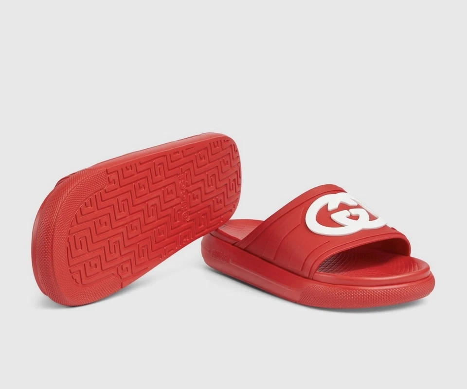 Sandalia G Slide Entrelazada Rojo Trueno Gucci Talla Uk 7 EE. UU. 7,5 Foto 4 de 4