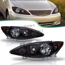 Fits 2005-2006 Toyota Camry Black Headlights Headlamps Assembly Left+Right 05-06