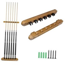 2-Piece Wall Mounted Pool Cue Rack   Solid Wood Billiard Cue Holder for 6 OAK