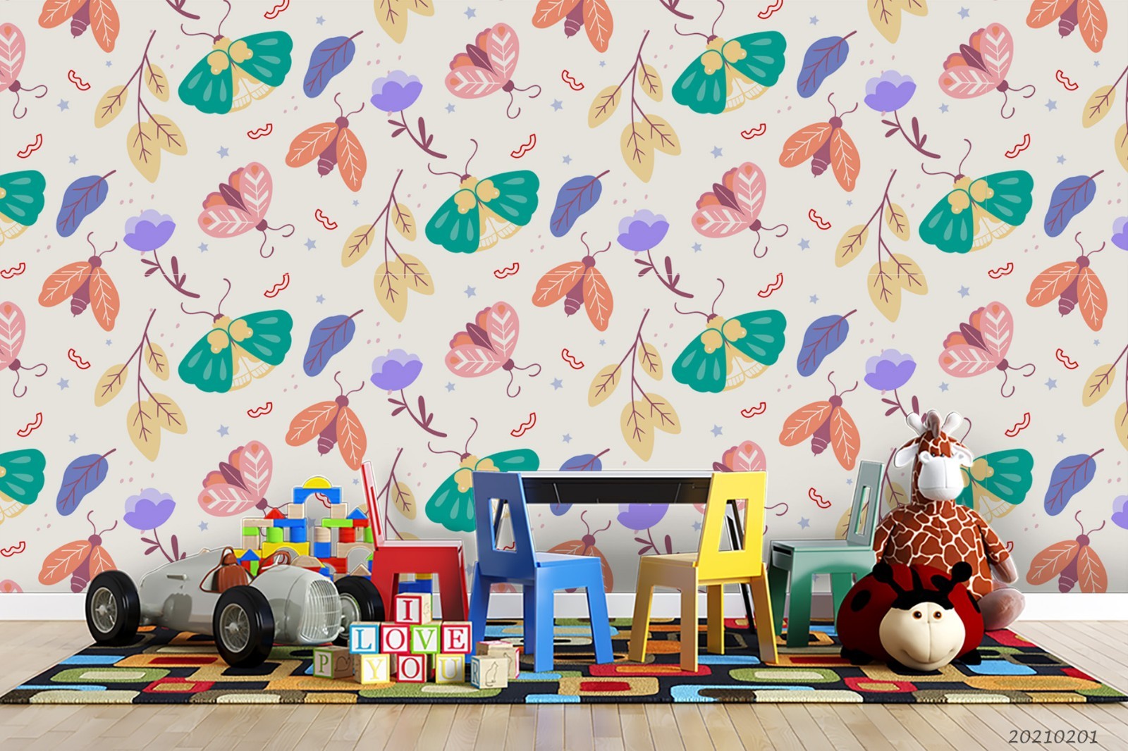 3D Flower Butterfly Pattern Wall Murals Wallpaper Murals Wall Sticker 12