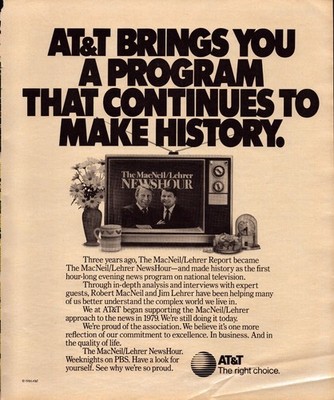 AT&T MacNeil/Lehrer NewsHour Vintage Magazine Print Ad 1986 TV Program