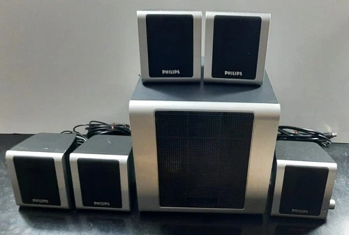 PHILIPS Altoparlanti multimediali 5.1 per PC, 80 Watt, Digital Bass Boost