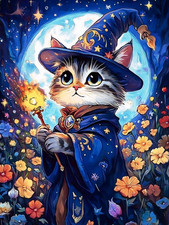 Cat Diamond Art Kits for Adults, Magic Cat Diamond Painting, 5D Full Drill