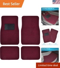 Sleek Burgundy Red Automotive Floor Mats - Eco-safe Easy Clean 4-piece Set