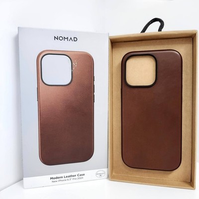 NOMAD Modern Leather Case for Apple iPhone 16 Pro Rustic Brown MagSafe